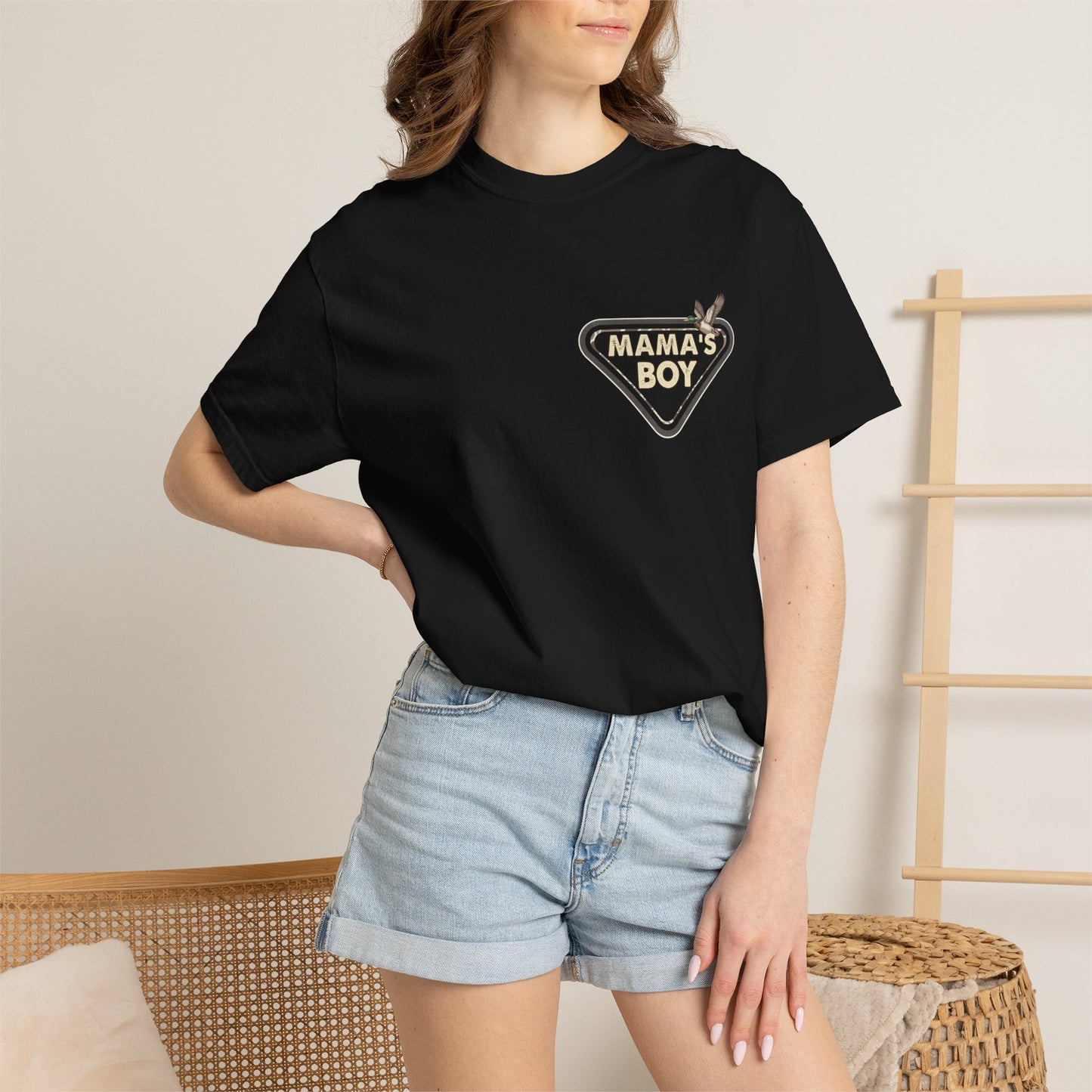 Mama's Boy Graphic T-Shirt — Vintage Duck Camo Chest & Back Tee