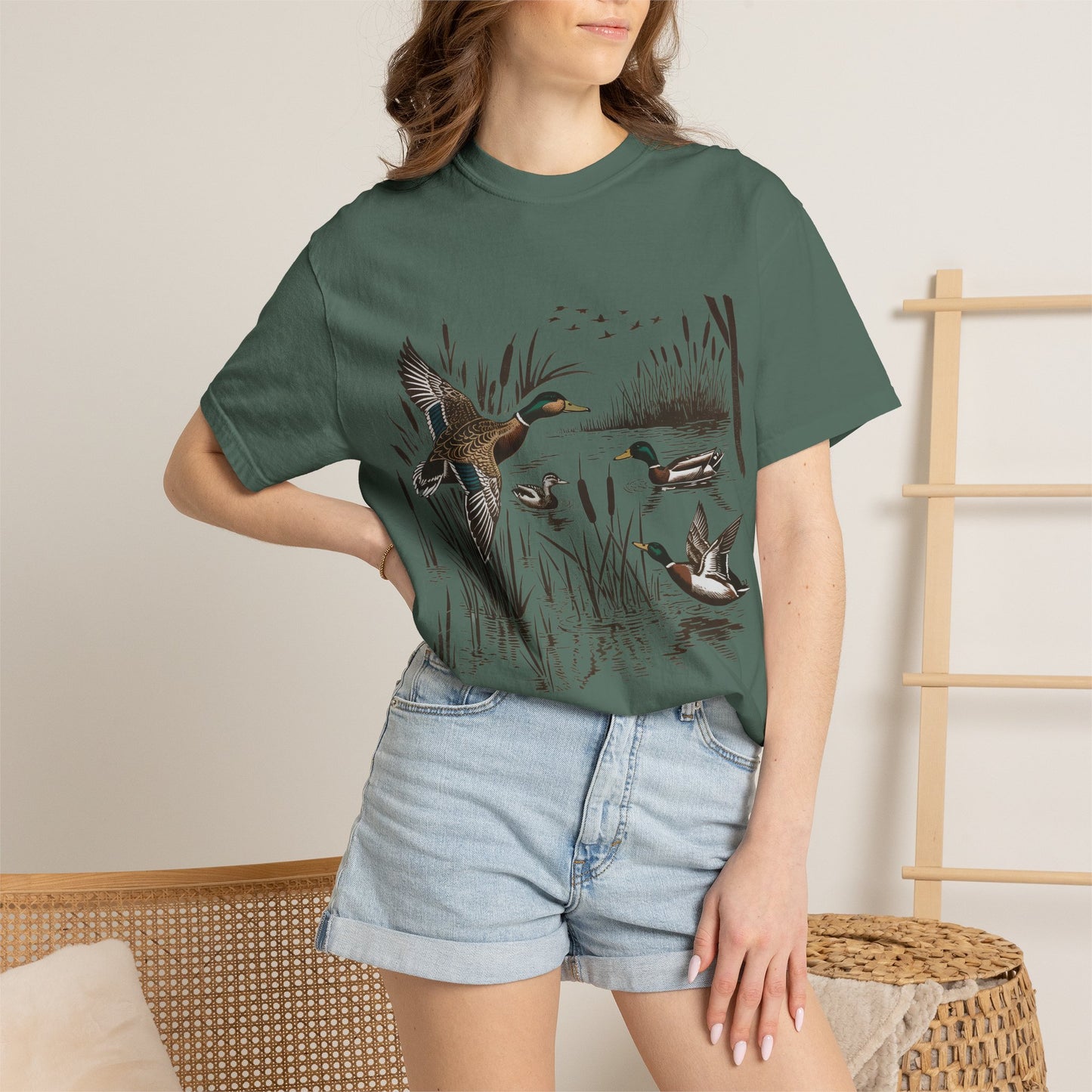 Duck Marsh T-Shirt — Flying Mallards Nature Graphic Tee