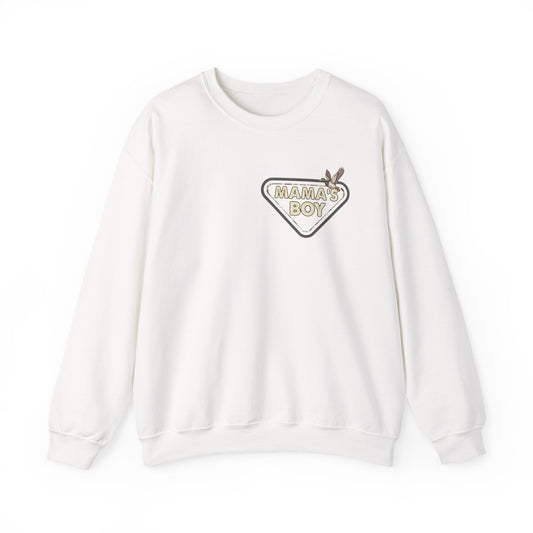 Mama’s Boy Crewneck Sweatshirt — Camo Heart Graphic