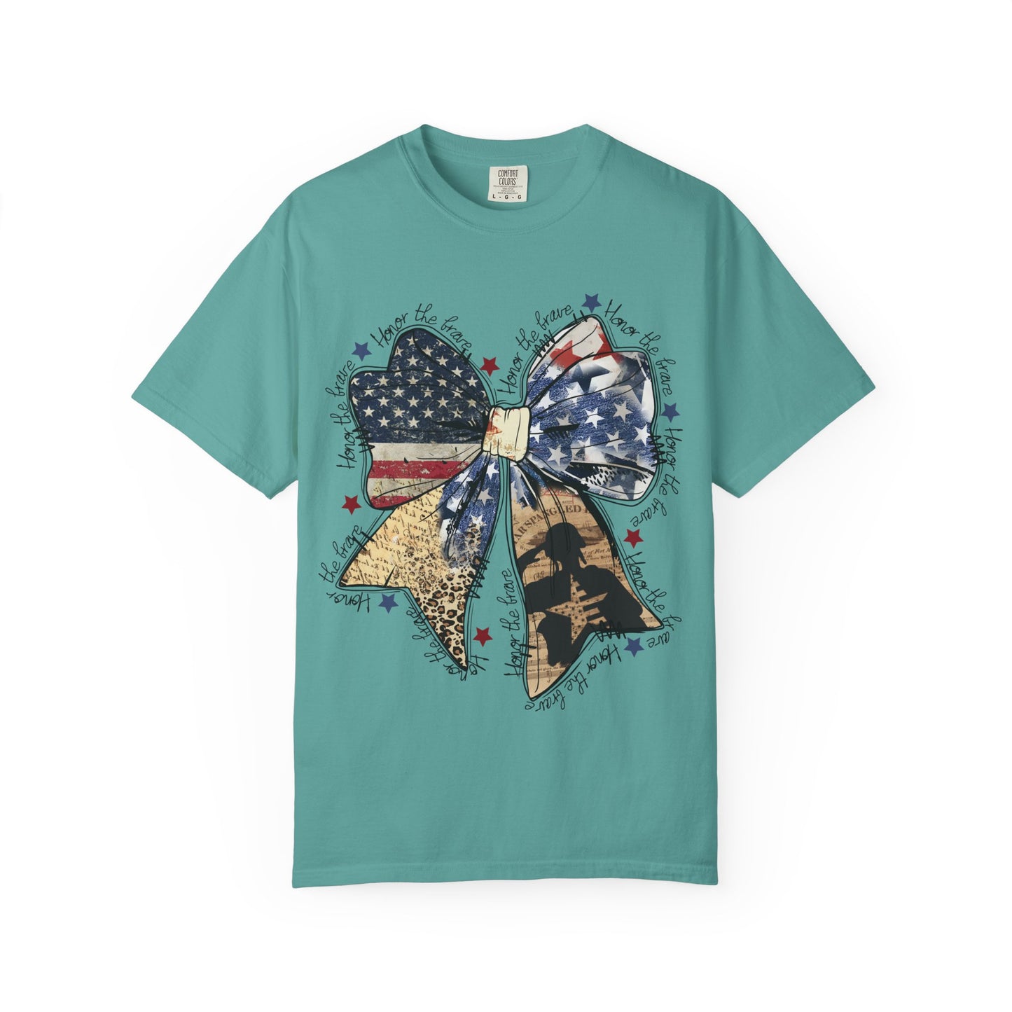 Patriotic American Flag Bow T-Shirt – Stars & Stripes Graphic