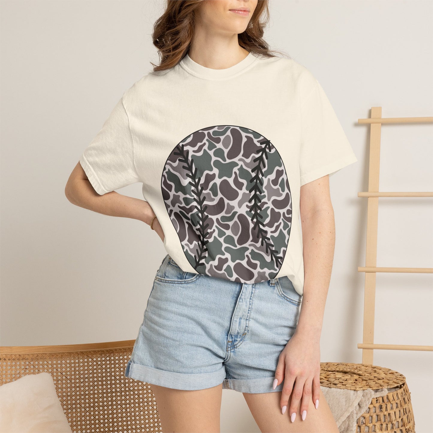 Baseball Camo Tee — Circle Camouflage Baseball Graphic T-Shirt