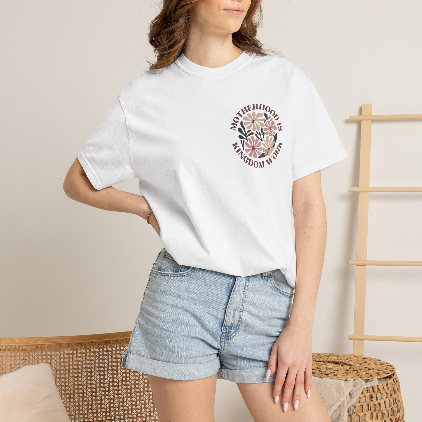 Motherhood Is Kingdom Work Floral T-Shirt