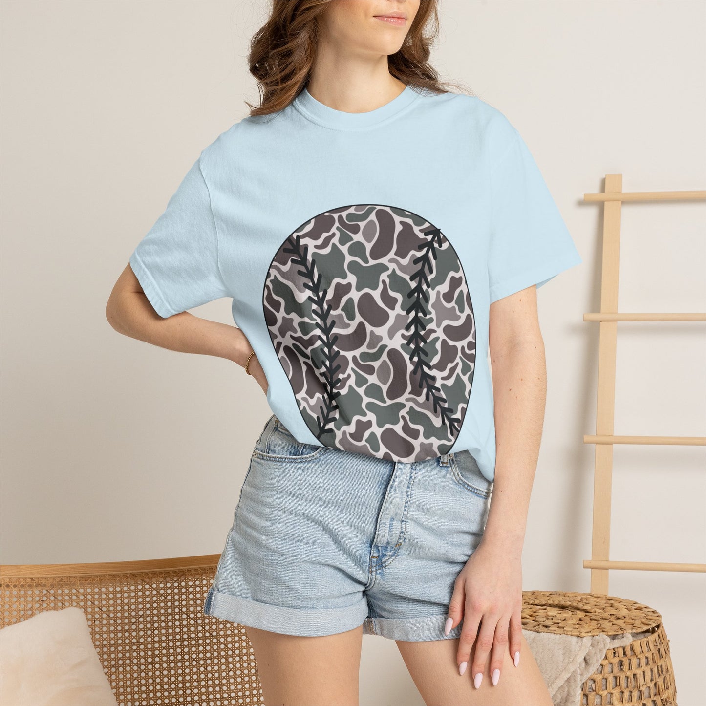 Baseball Camo Tee — Circle Camouflage Baseball Graphic T-Shirt