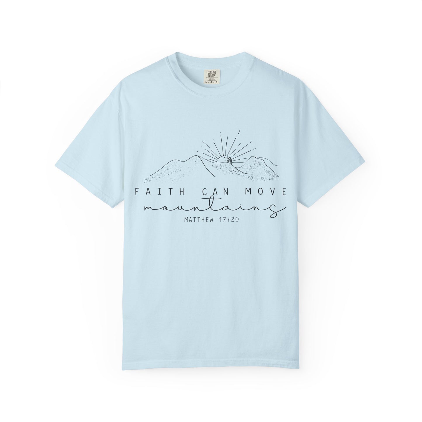 Faith Can Move Mountains T-Shirt — Matthew 17:20 Minimal Mountain Graphic