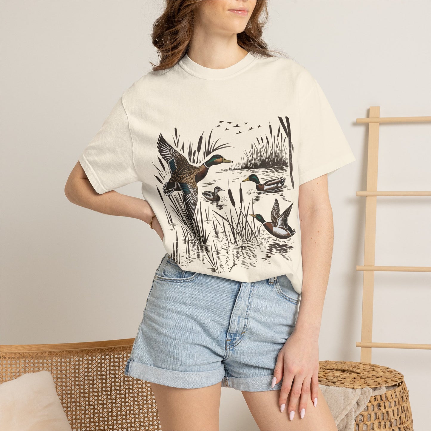 Duck Marsh T-Shirt — Flying Mallards Nature Graphic Tee