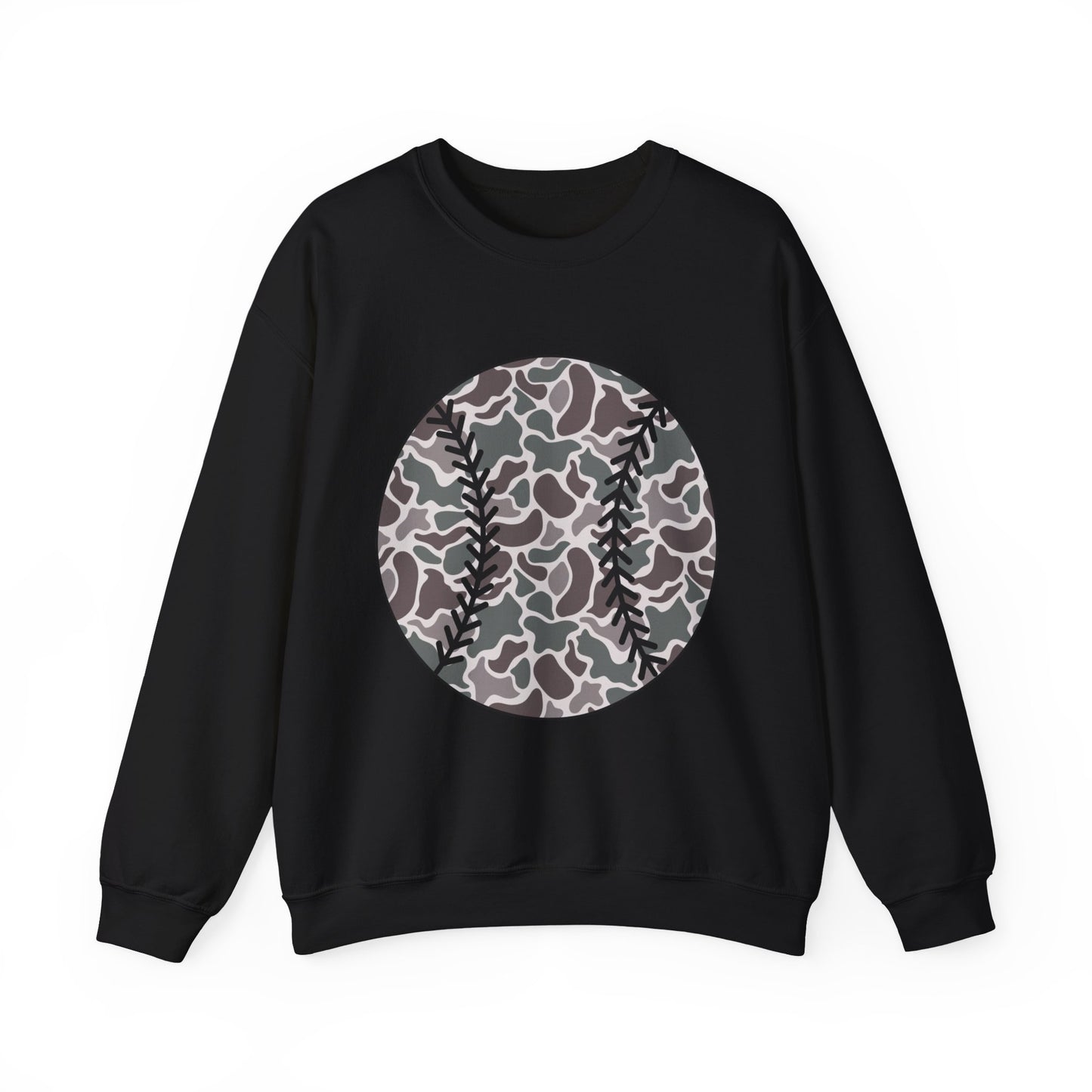 Baseball Camo Crewneck Sweatshirt – Grey Camouflage Baseball Tee Gift