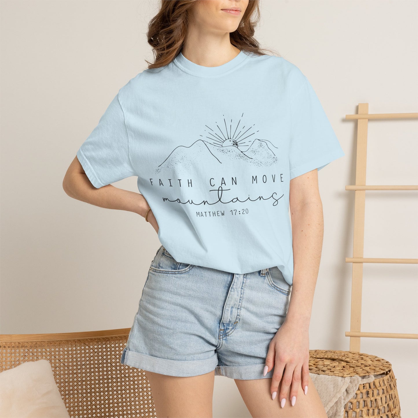 Faith Can Move Mountains T-Shirt — Matthew 17:20 Minimal Mountain Graphic