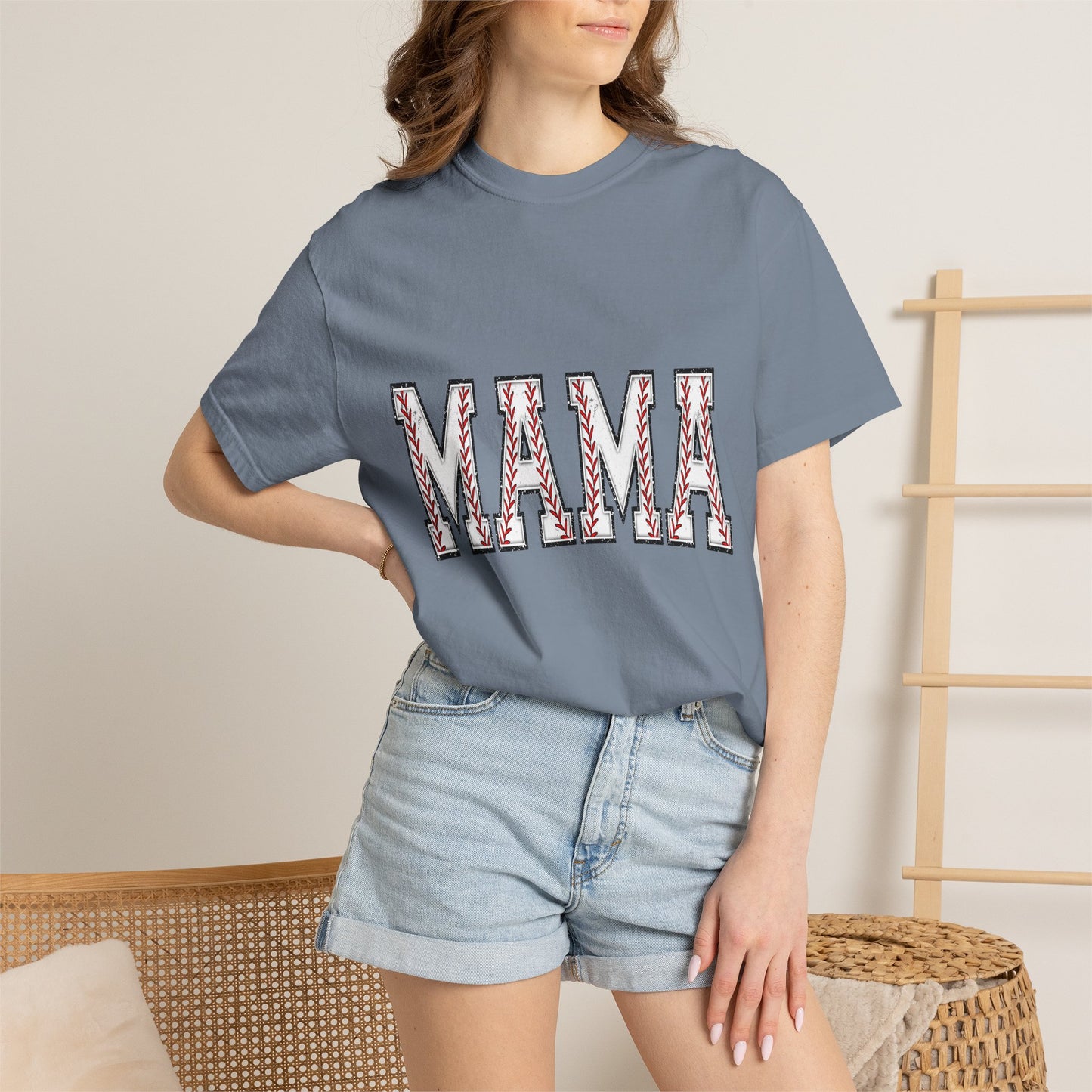 Mama Graphic T-Shirt — Embroidered Chevron Mom Tee