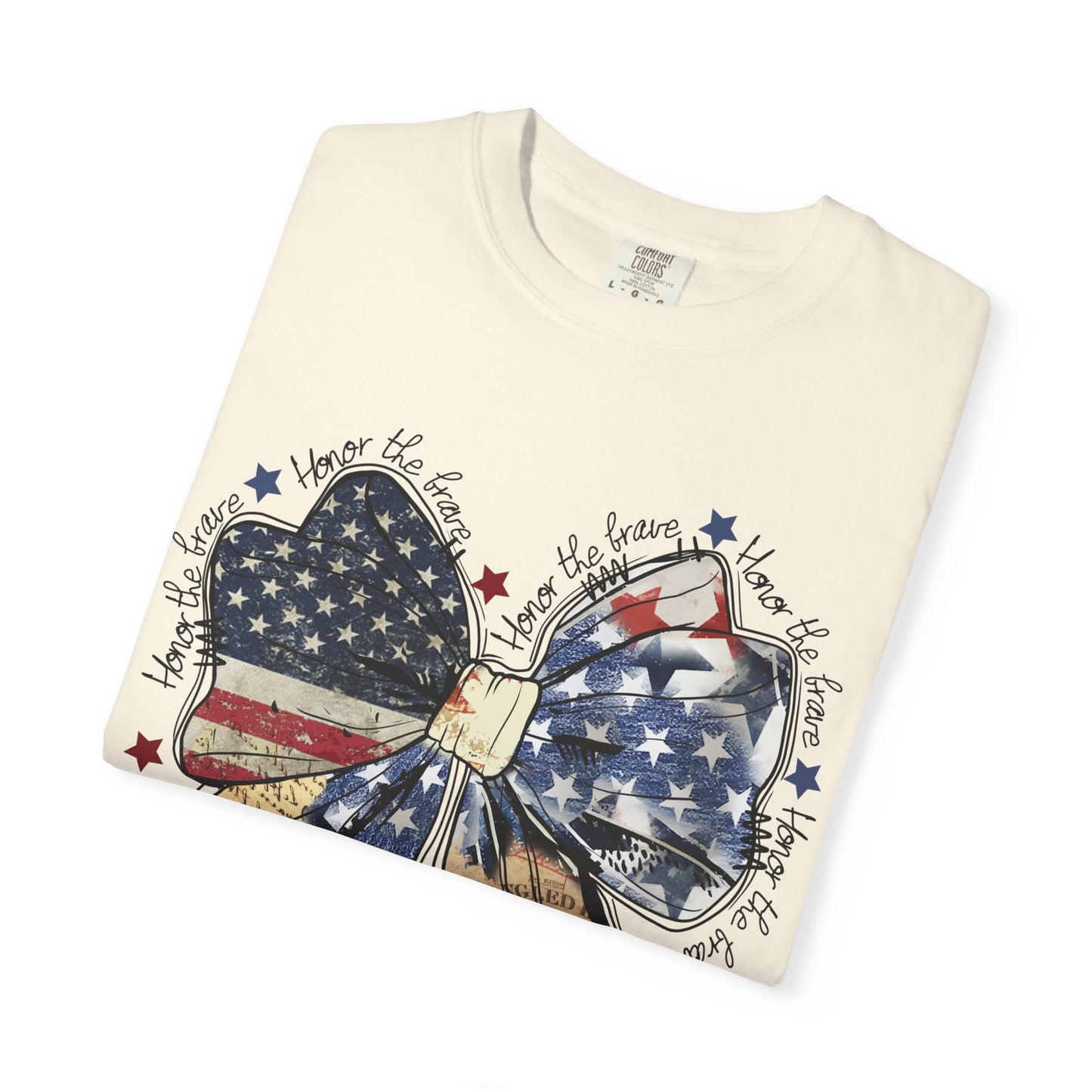 Patriotic American Flag Bow T-Shirt – Stars & Stripes Graphic
