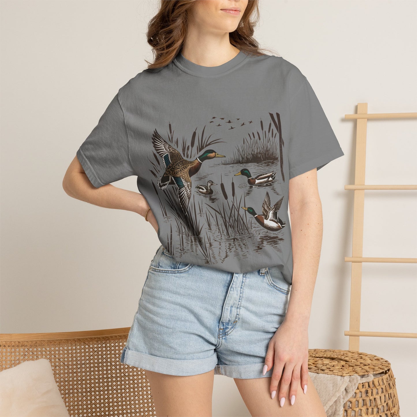 Duck Marsh T-Shirt — Flying Mallards Nature Graphic Tee