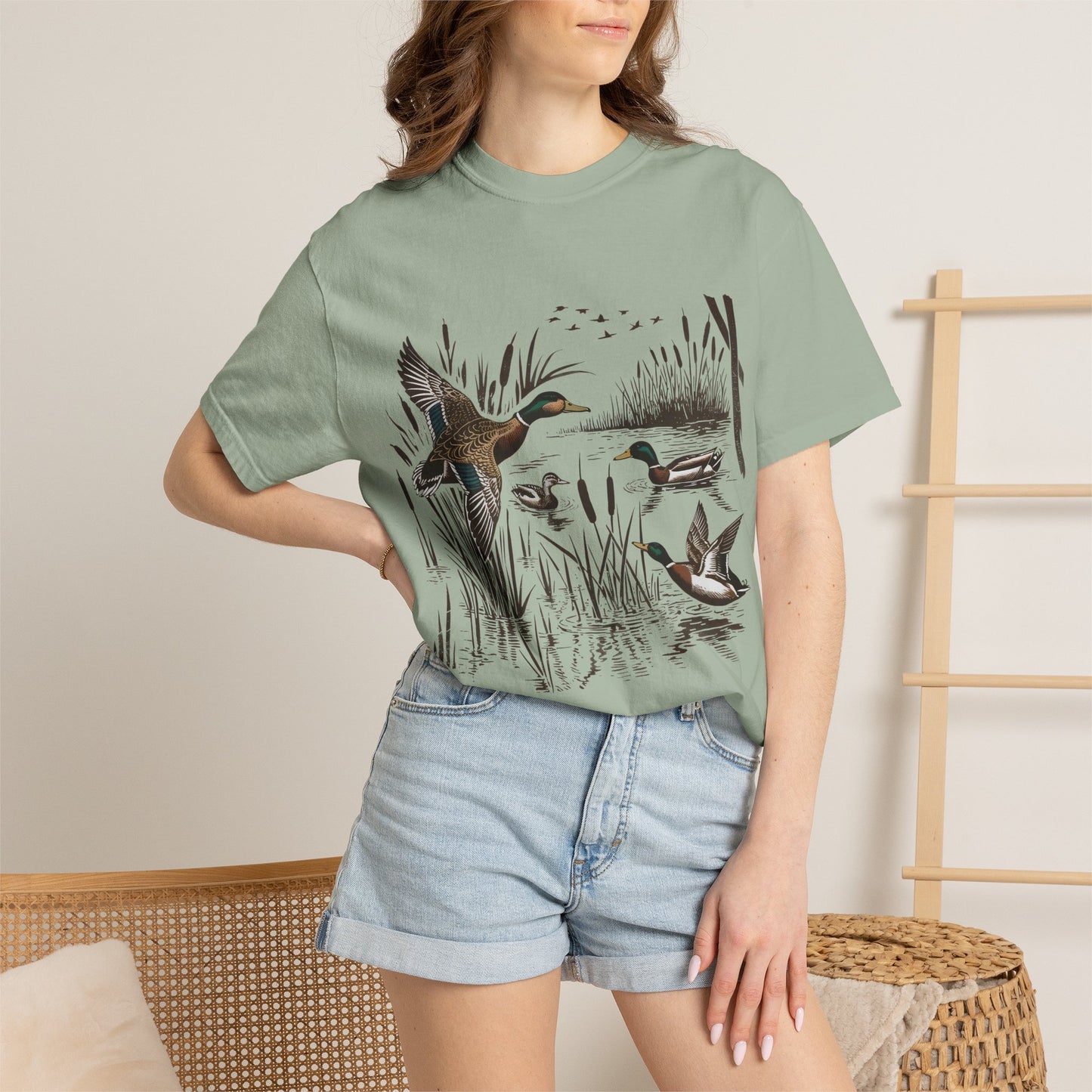 Duck Marsh T-Shirt — Flying Mallards Nature Graphic Tee