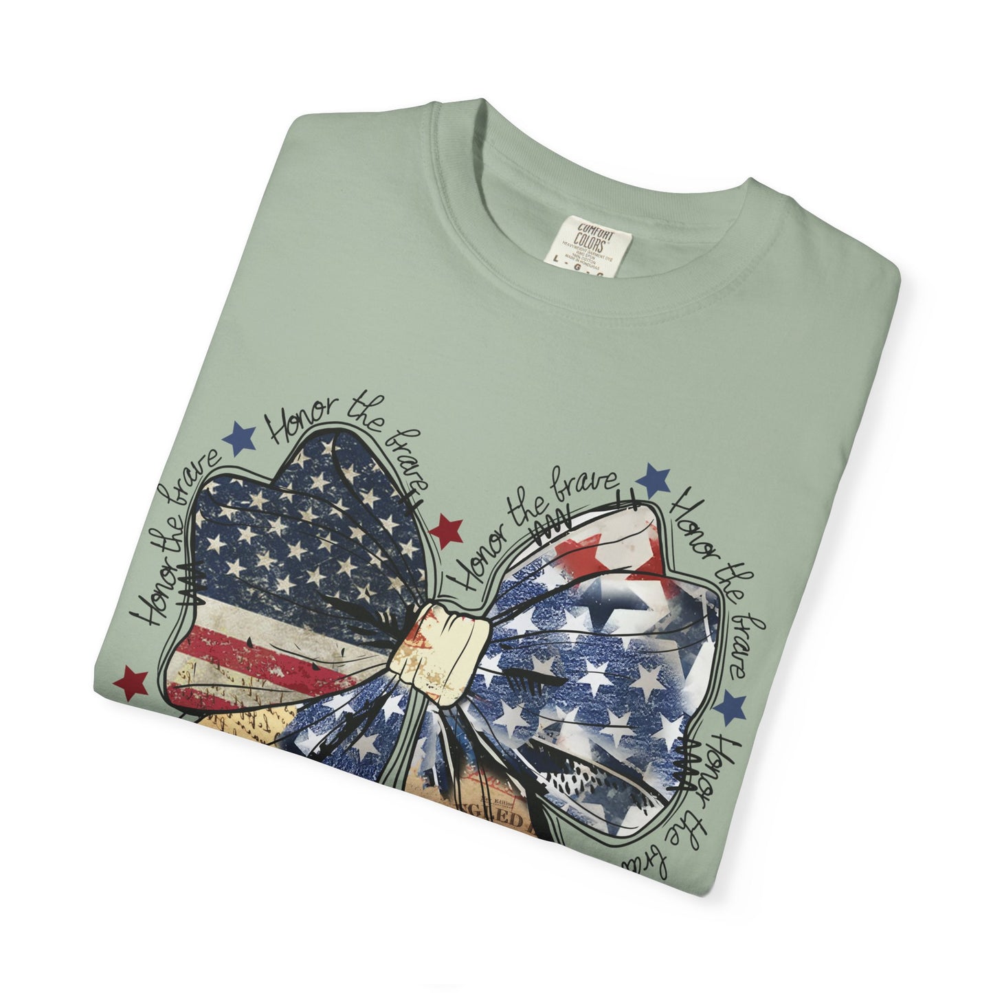 Patriotic American Flag Bow T-Shirt – Stars & Stripes Graphic