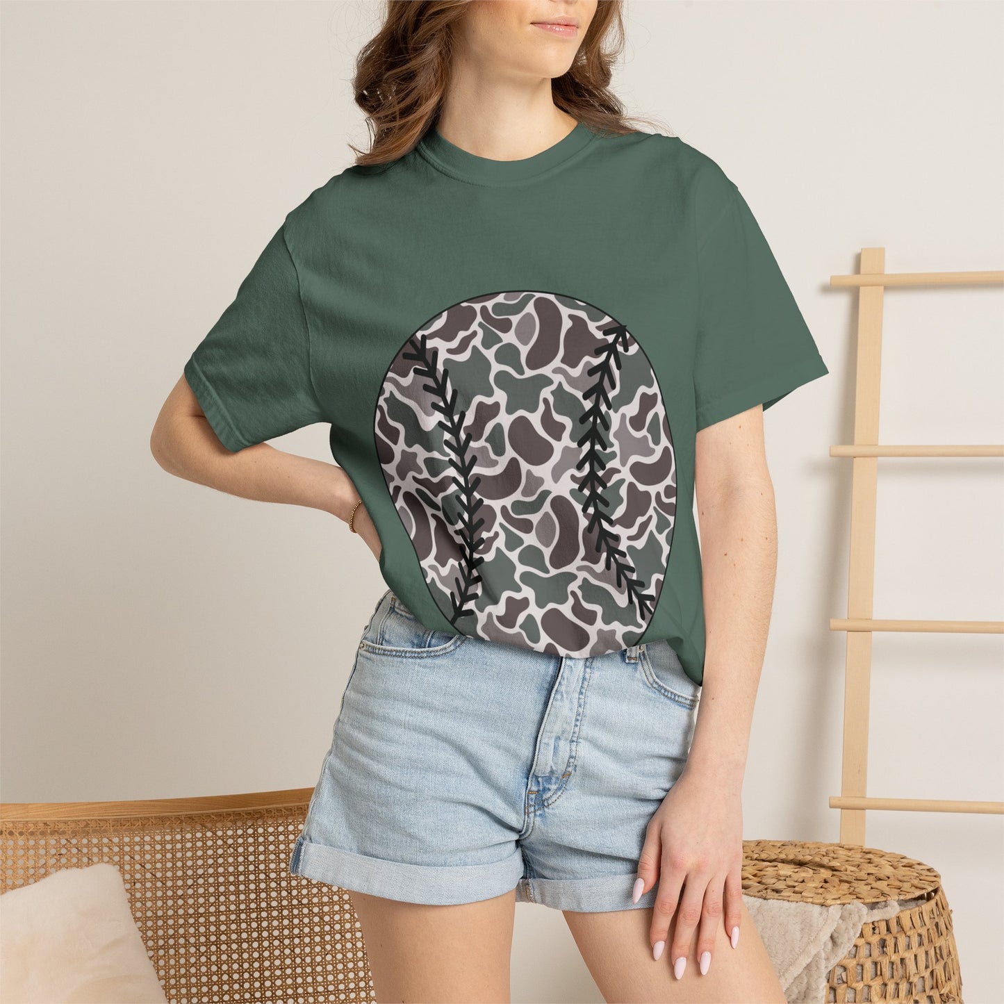 Baseball Camo Tee — Circle Camouflage Baseball Graphic T-Shirt