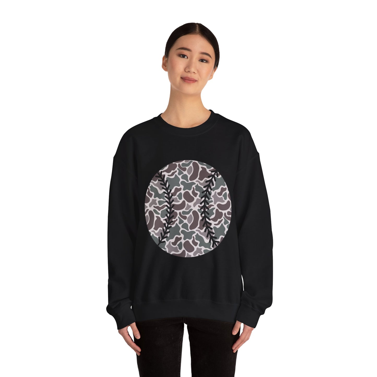 Baseball Camo Crewneck Sweatshirt – Grey Camouflage Baseball Tee Gift