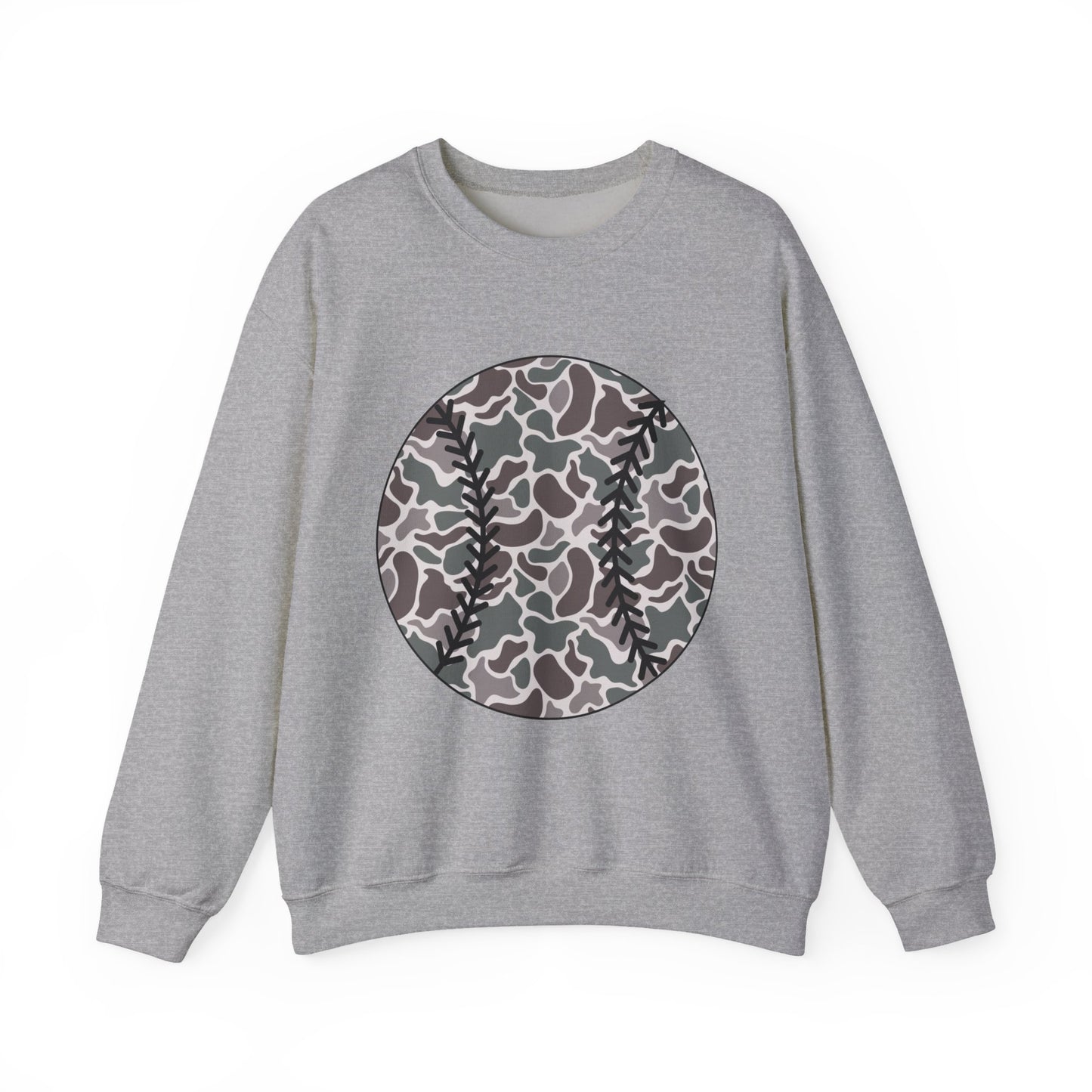 Baseball Camo Crewneck Sweatshirt – Grey Camouflage Baseball Tee Gift