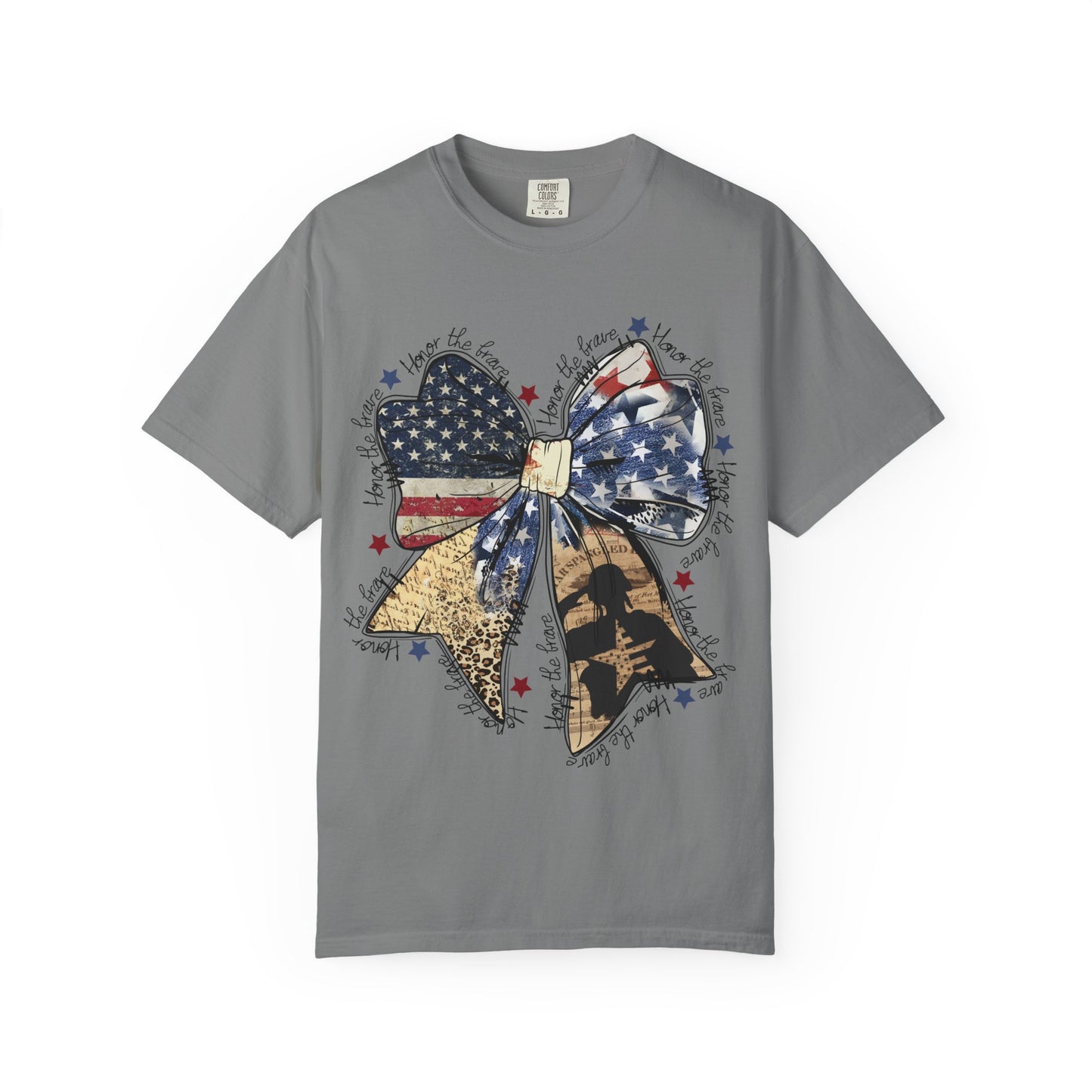 Patriotic American Flag Bow T-Shirt – Stars & Stripes Graphic
