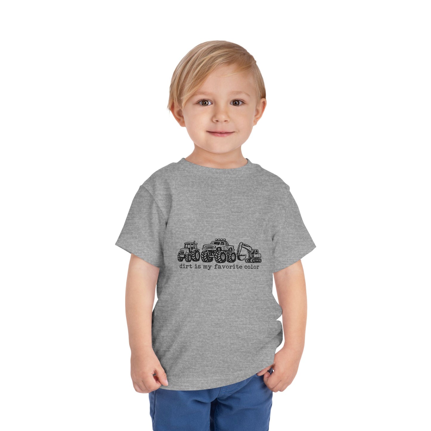 Toddler Tee – "Dirt Is My Favorite Color" Construction Trucks Shirt