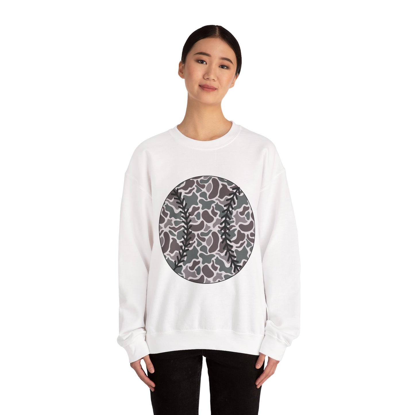 Baseball Camo Crewneck Sweatshirt – Grey Camouflage Baseball Tee Gift