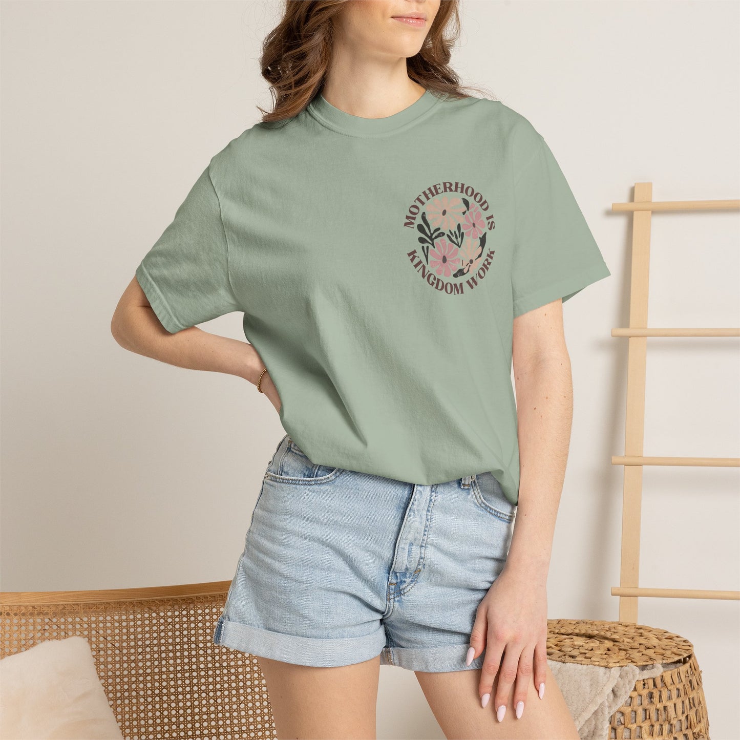 Motherhood Is Kingdom Work Floral T-Shirt