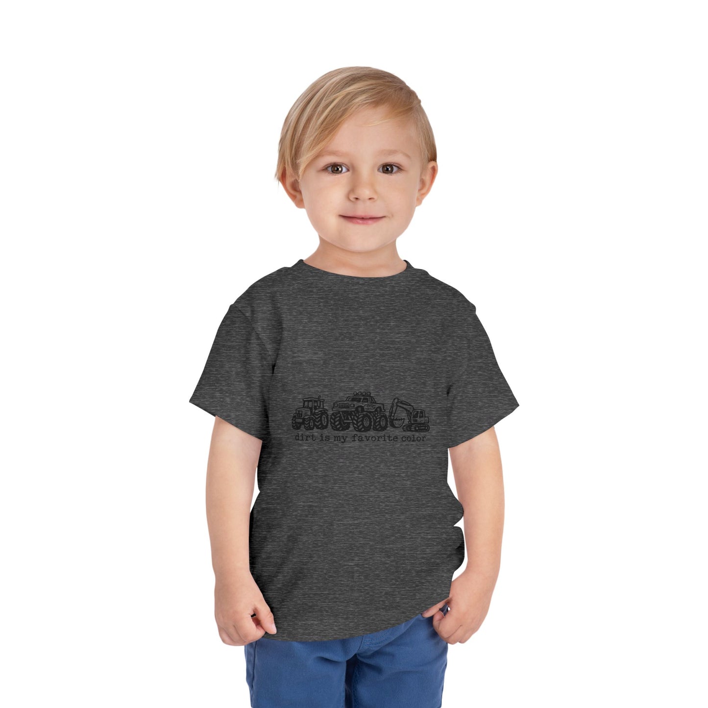 Toddler Tee – "Dirt Is My Favorite Color" Construction Trucks Shirt