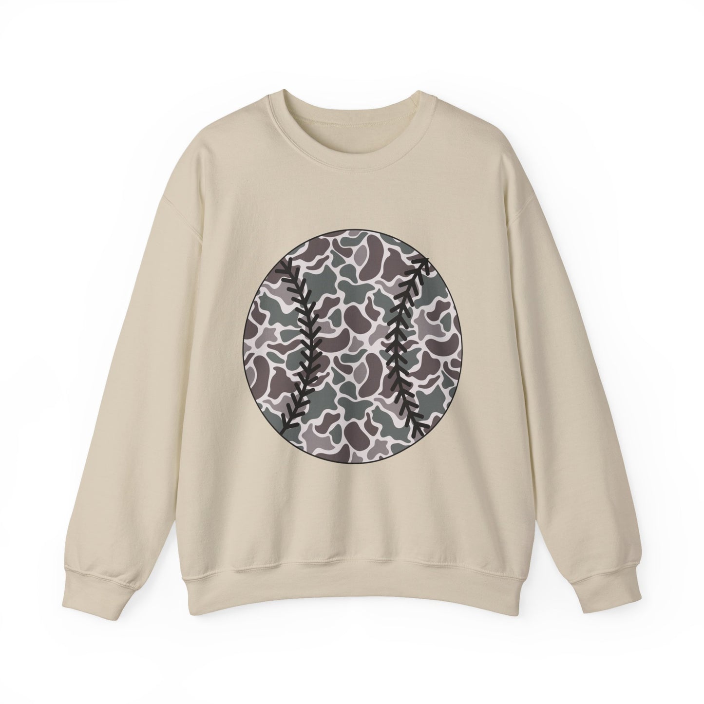 Baseball Camo Crewneck Sweatshirt – Grey Camouflage Baseball Tee Gift