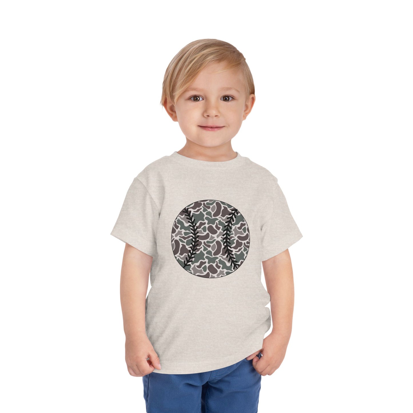 Toddler Tee — Camo Baseball Circle Graphic