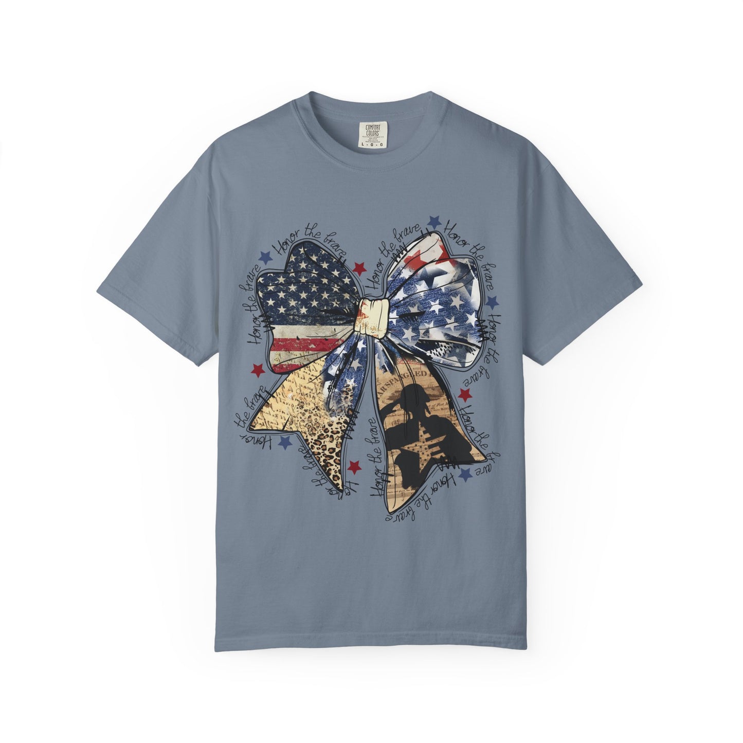 Patriotic American Flag Bow T-Shirt – Stars & Stripes Graphic