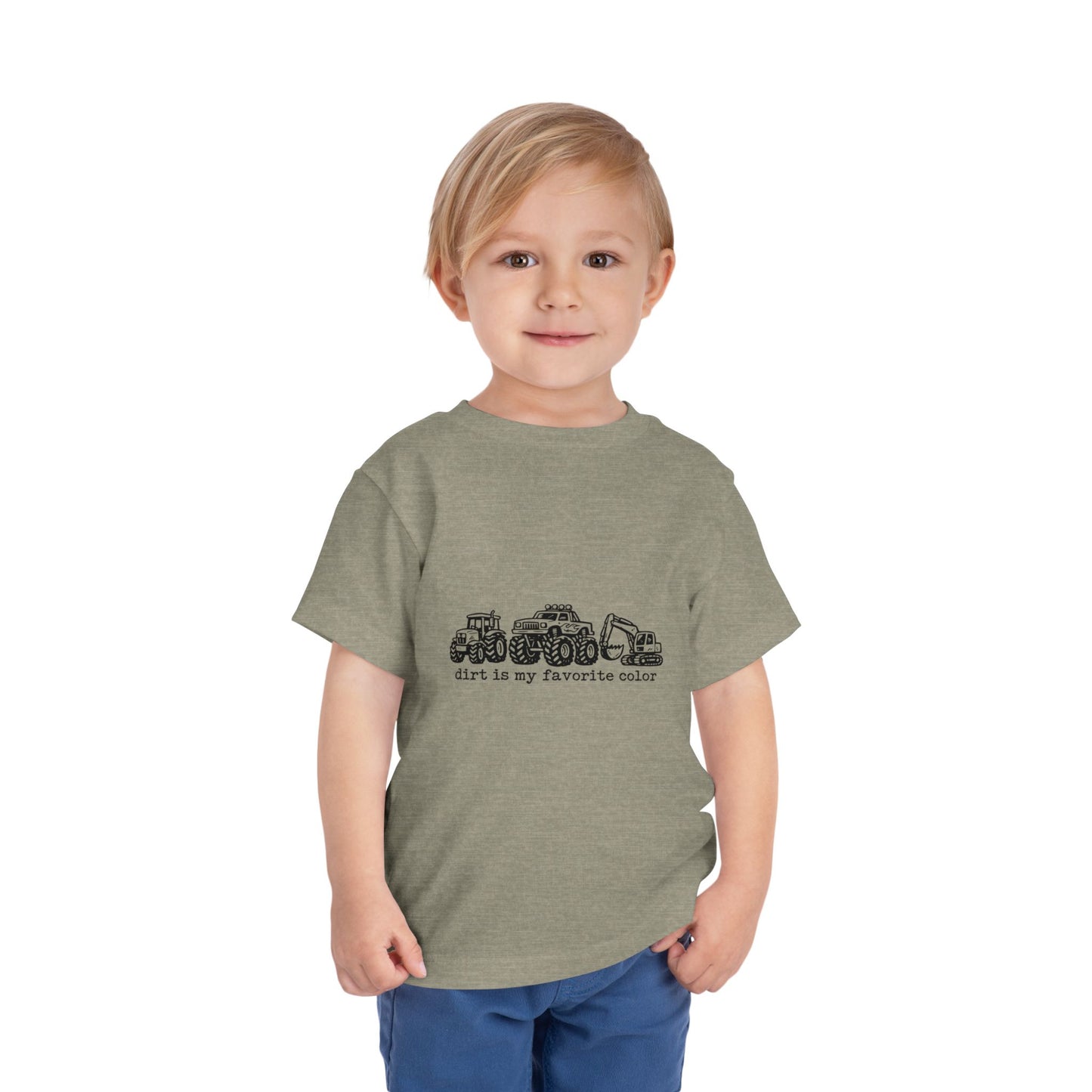 Toddler Tee – "Dirt Is My Favorite Color" Construction Trucks Shirt