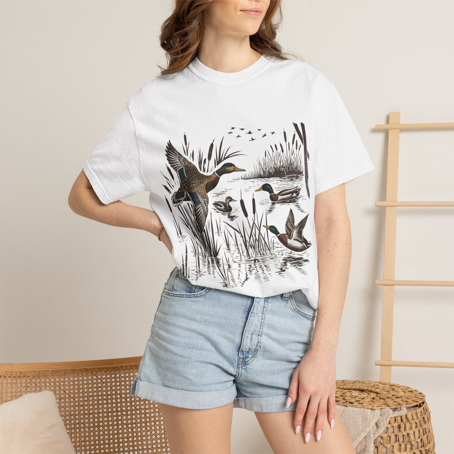 Duck Marsh T-Shirt — Flying Mallards Nature Graphic Tee