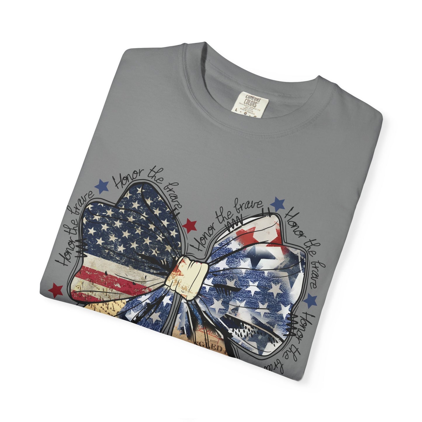 Patriotic American Flag Bow T-Shirt – Stars & Stripes Graphic