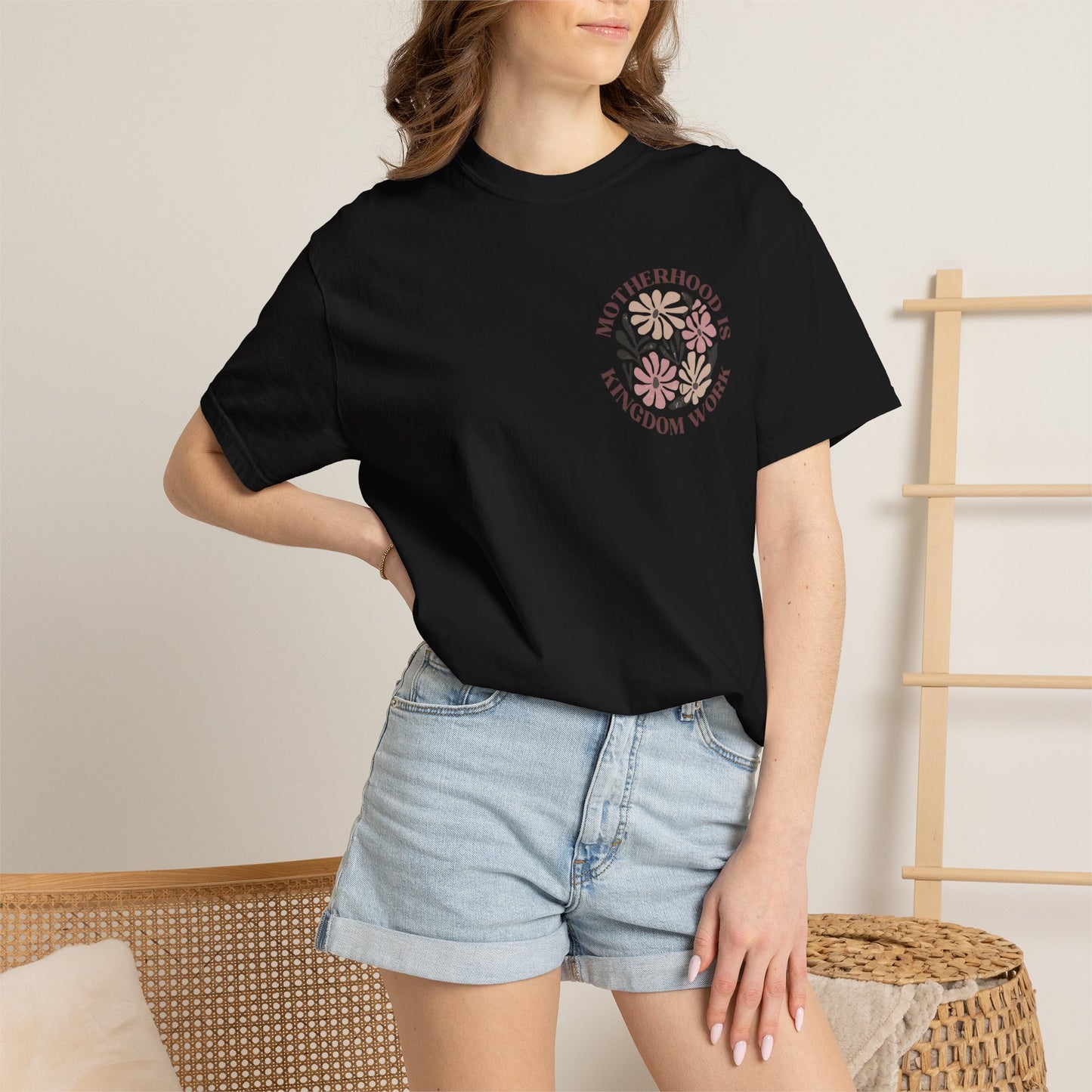 Motherhood Is Kingdom Work Floral T-Shirt
