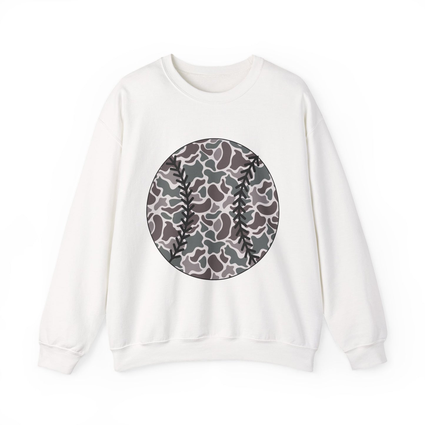 Baseball Camo Crewneck Sweatshirt – Grey Camouflage Baseball Tee Gift
