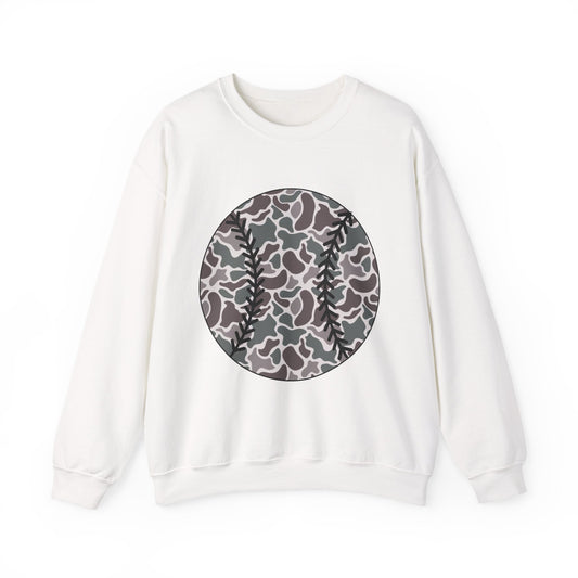 Baseball Camo Crewneck Sweatshirt – Grey Camouflage Baseball Tee Gift