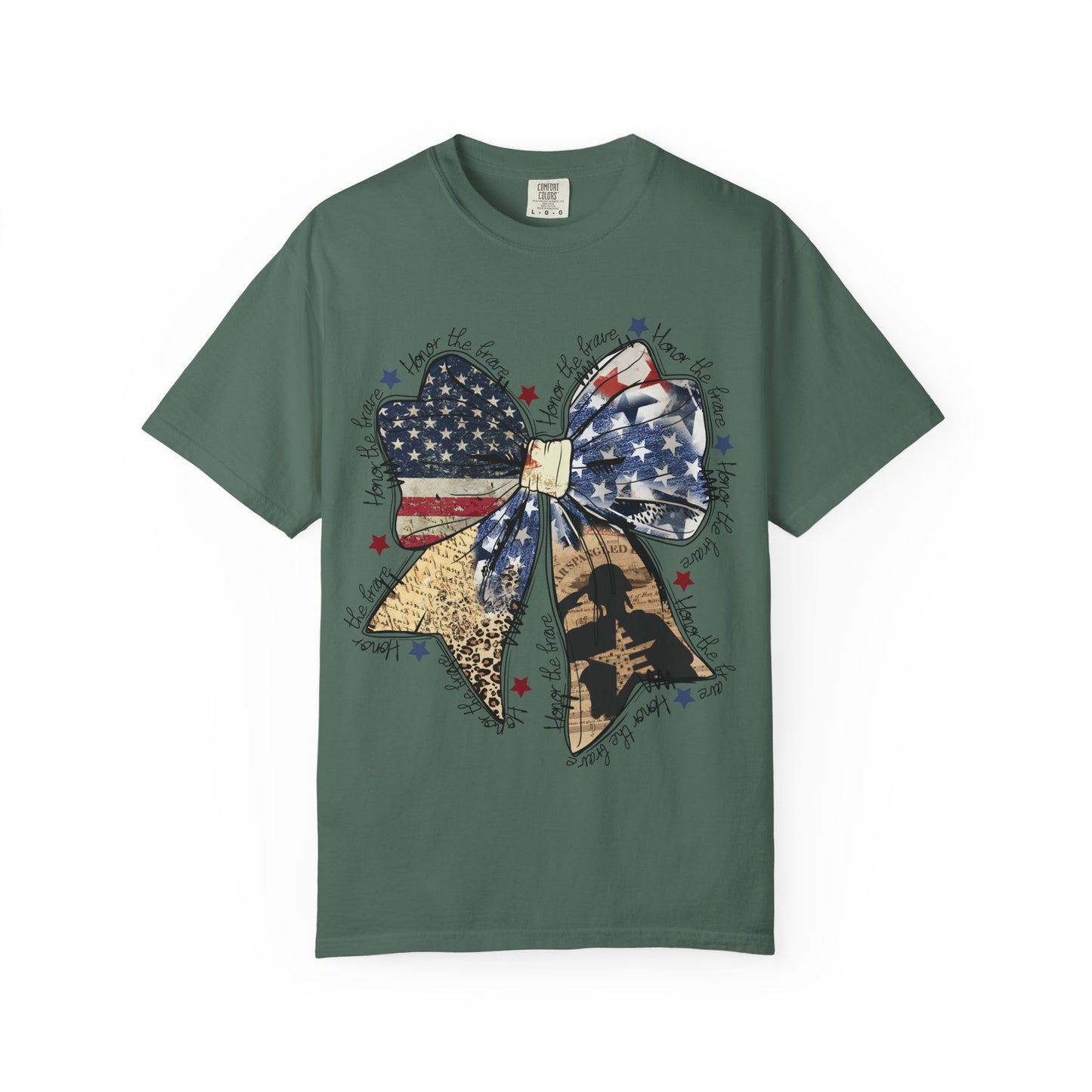 Patriotic American Flag Bow T-Shirt – Stars & Stripes Graphic
