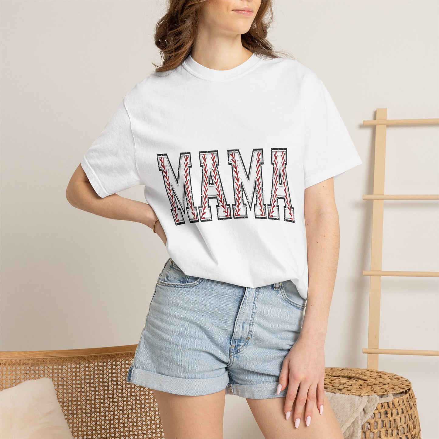 Mama Graphic T-Shirt — Embroidered Chevron Mom Tee