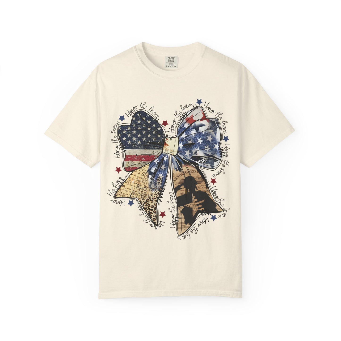 Patriotic American Flag Bow T-Shirt – Stars & Stripes Graphic