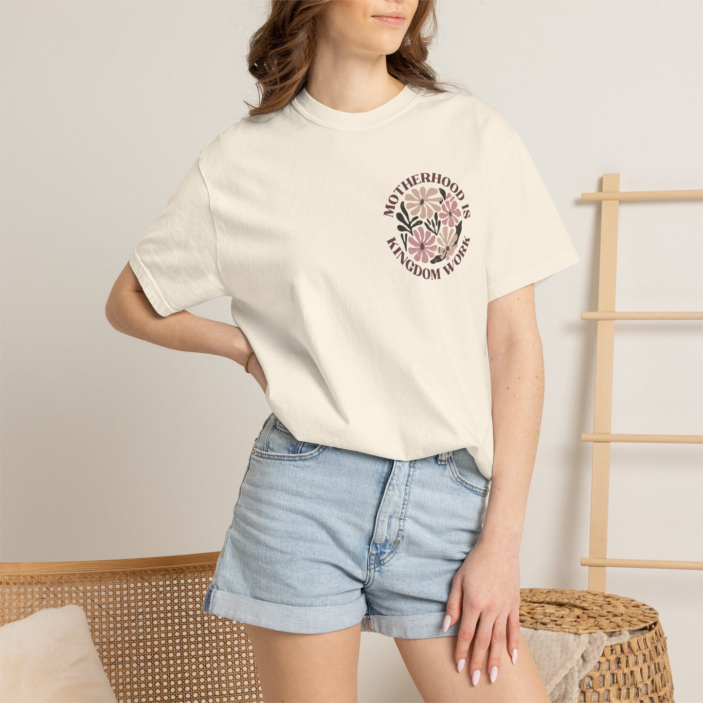 Motherhood Is Kingdom Work Floral T-Shirt
