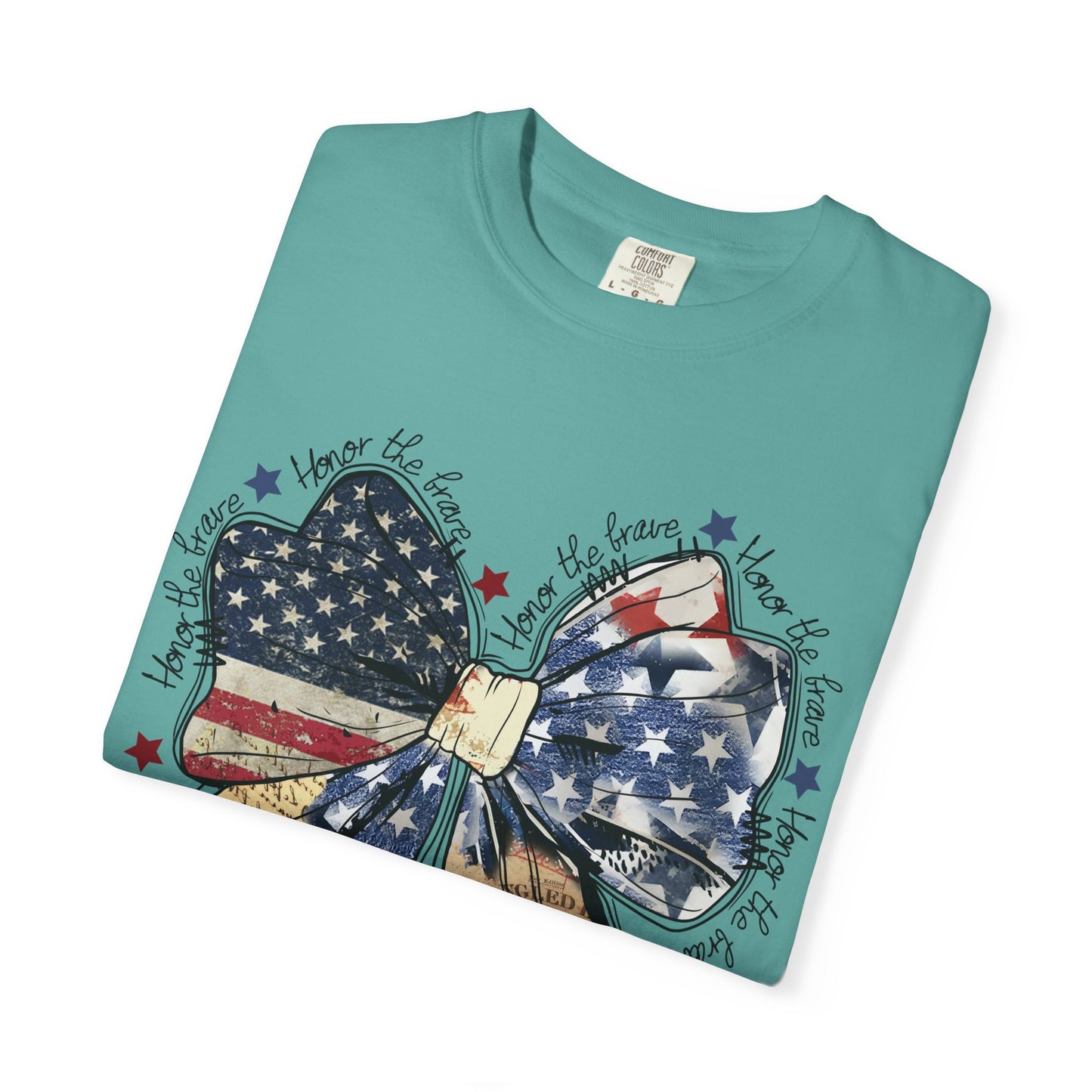 Patriotic American Flag Bow T-Shirt – Stars & Stripes Graphic