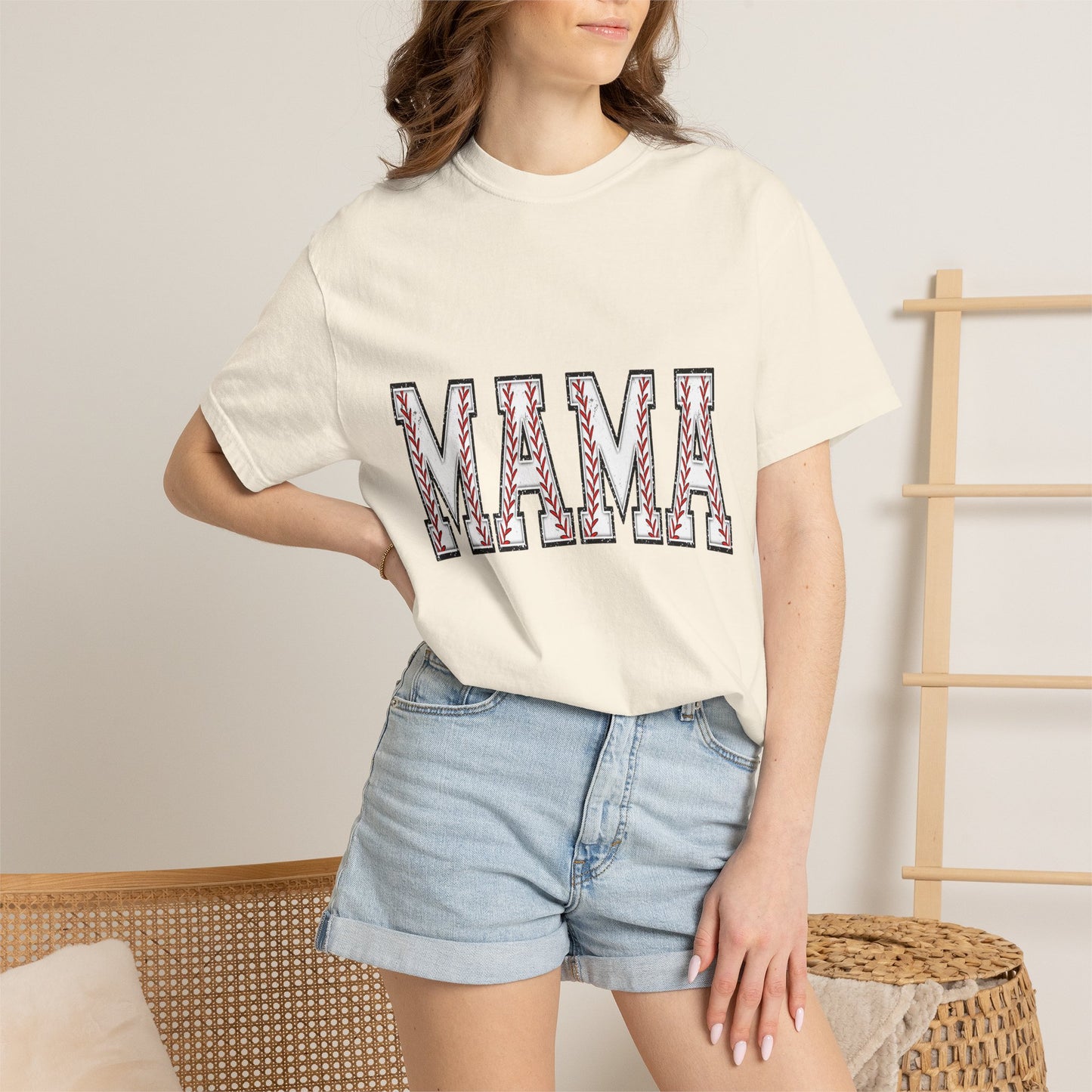 Mama Graphic T-Shirt — Embroidered Chevron Mom Tee
