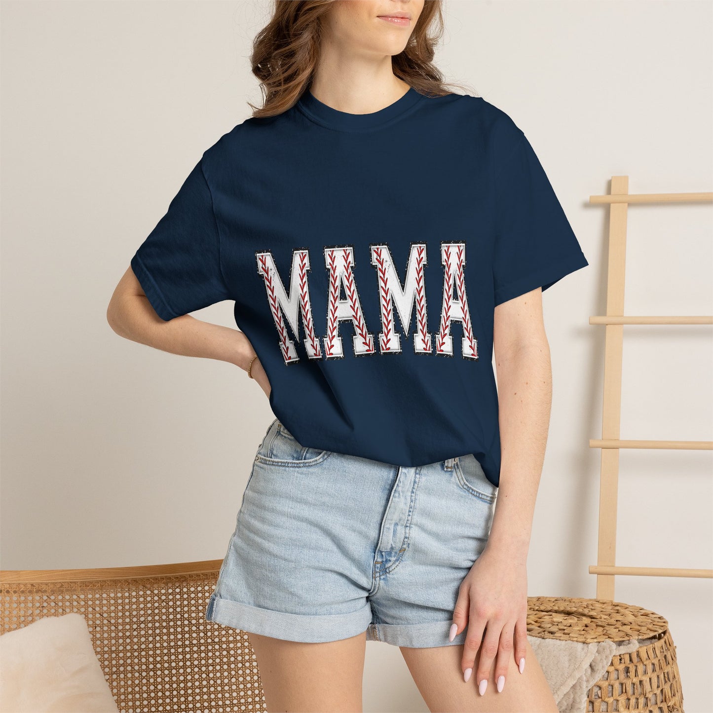Mama Graphic T-Shirt — Embroidered Chevron Mom Tee