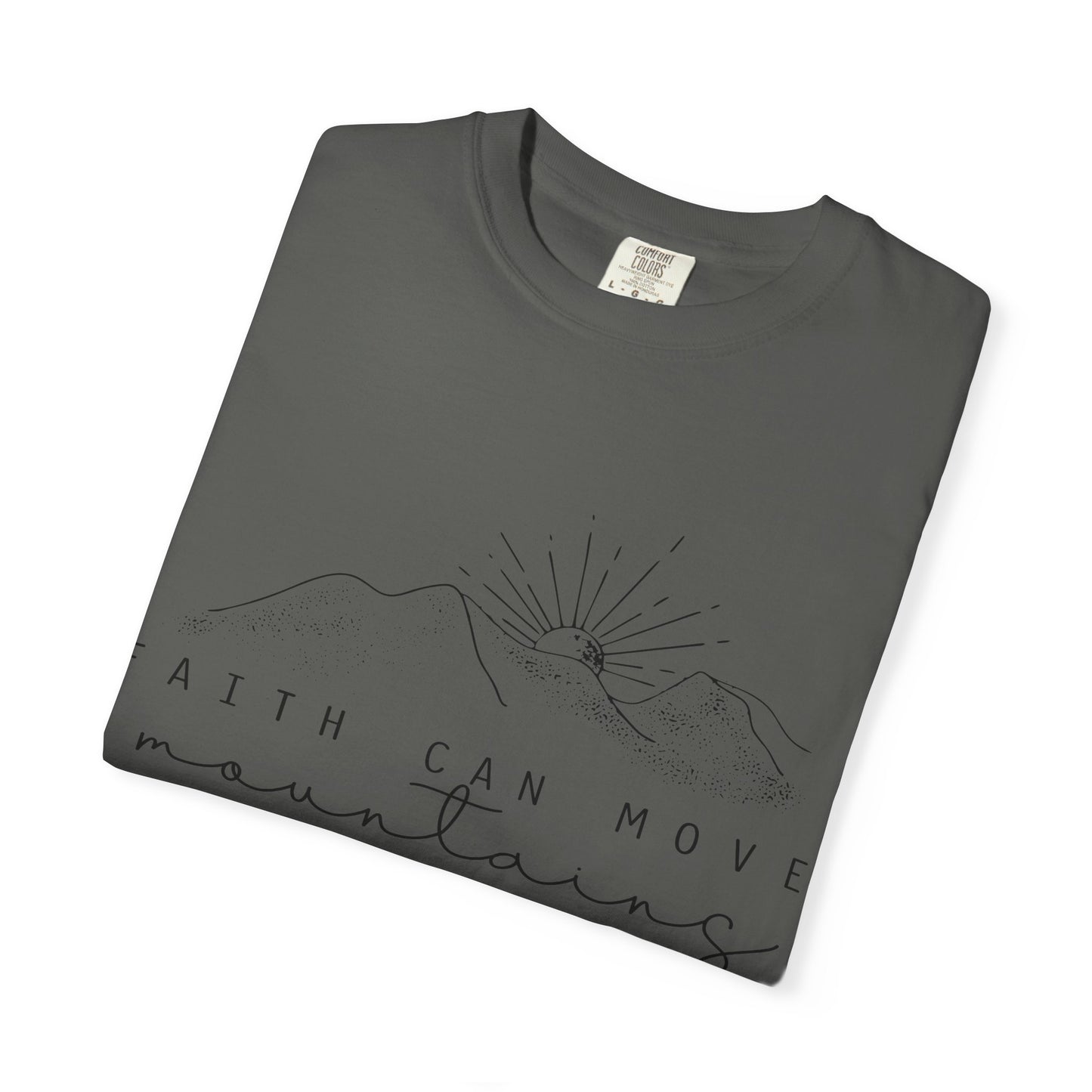 Faith Can Move Mountains T-Shirt — Matthew 17:20 Minimal Mountain Graphic