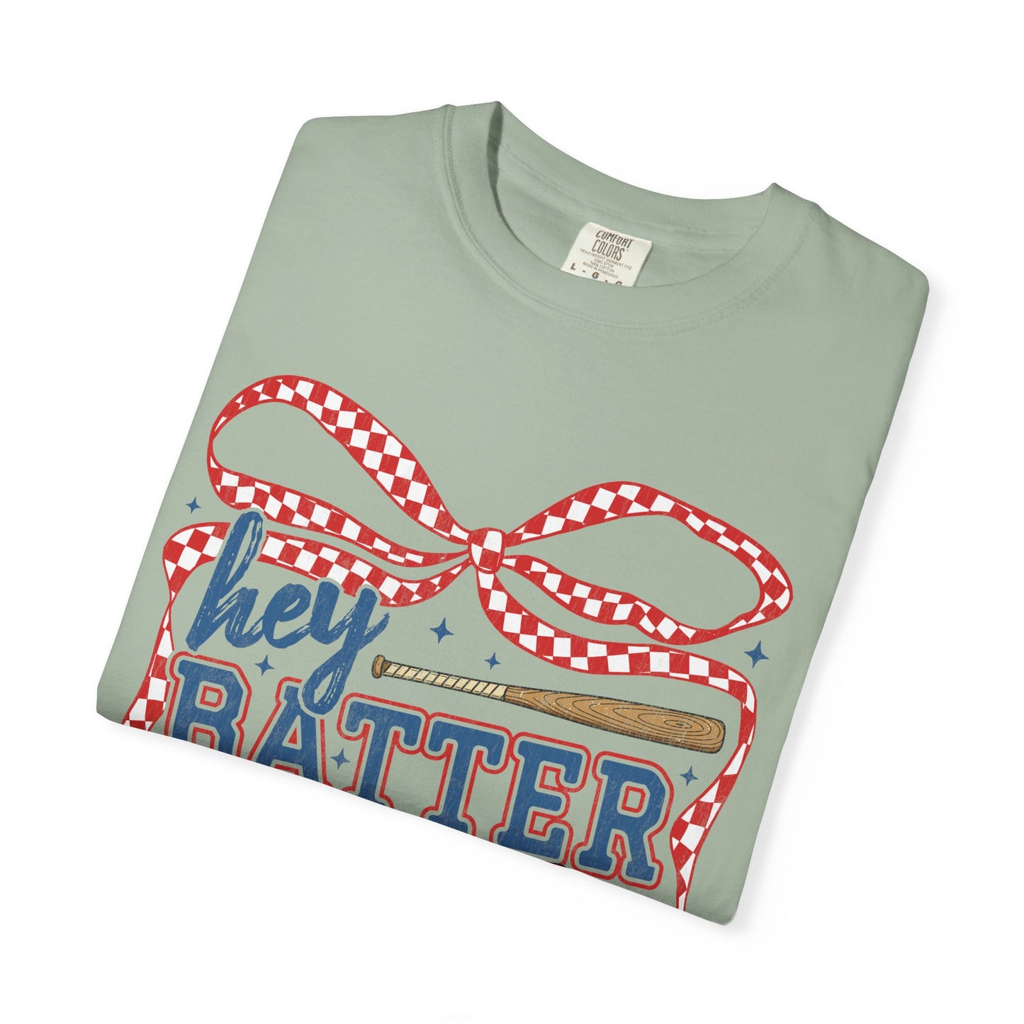 Baseball Graphic T-Shirt — "Hey Batter Batter Swing" Patriotic Red, White & Blue Tee