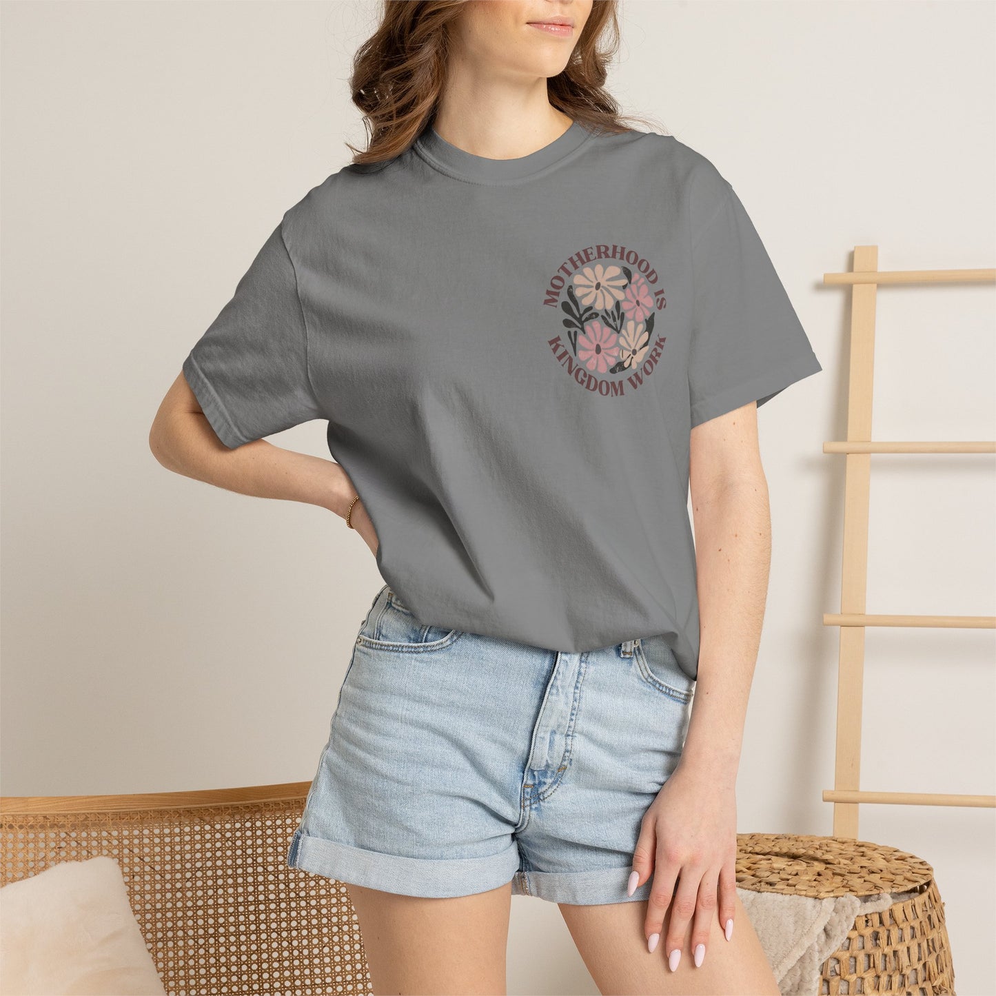 Motherhood Is Kingdom Work Floral T-Shirt