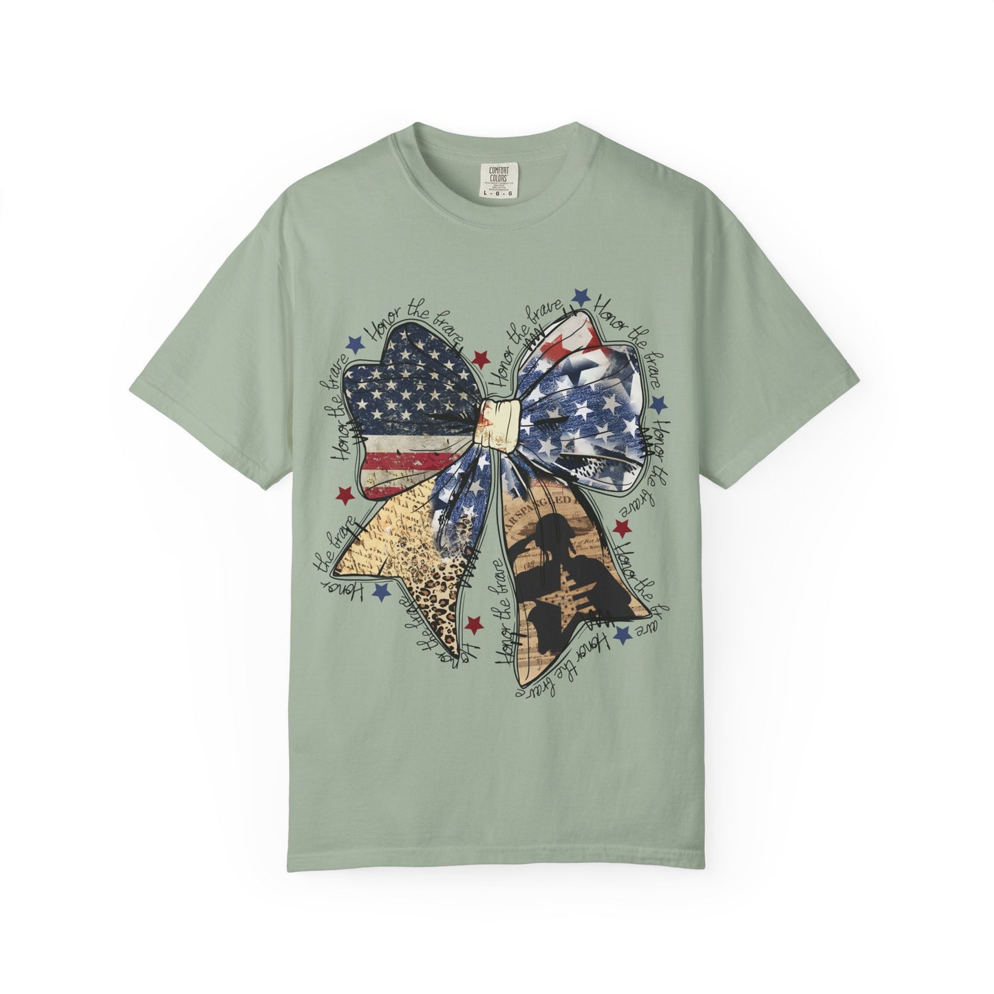 Patriotic American Flag Bow T-Shirt – Stars & Stripes Graphic