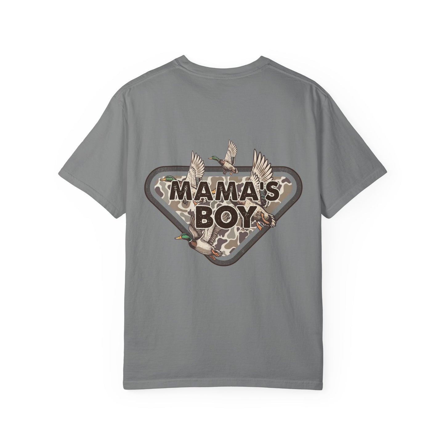 Mama's Boy Graphic T-Shirt — Vintage Duck Camo Chest & Back Tee