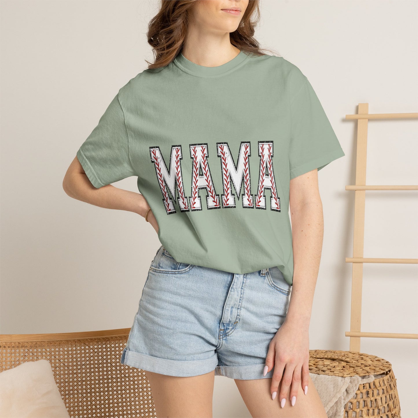 Mama Graphic T-Shirt — Embroidered Chevron Mom Tee