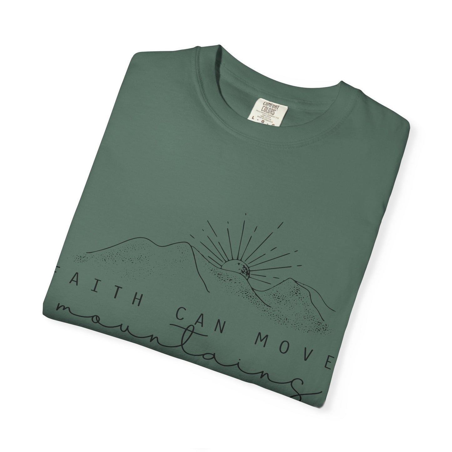 Faith Can Move Mountains T-Shirt — Matthew 17:20 Minimal Mountain Graphic