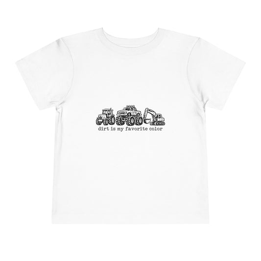Toddler Tee – "Dirt Is My Favorite Color" Construction Trucks Shirt