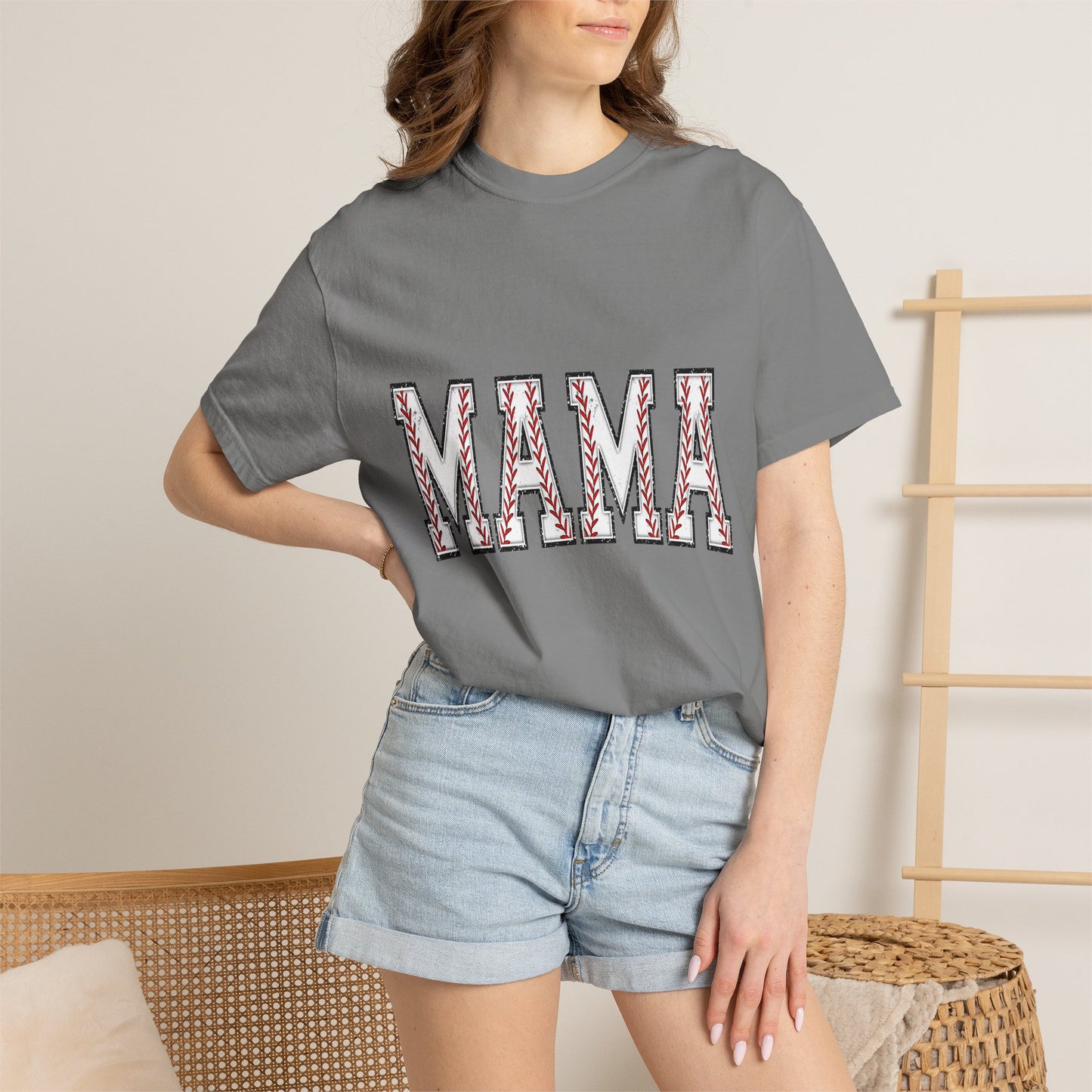 Mama Graphic T-Shirt — Embroidered Chevron Mom Tee