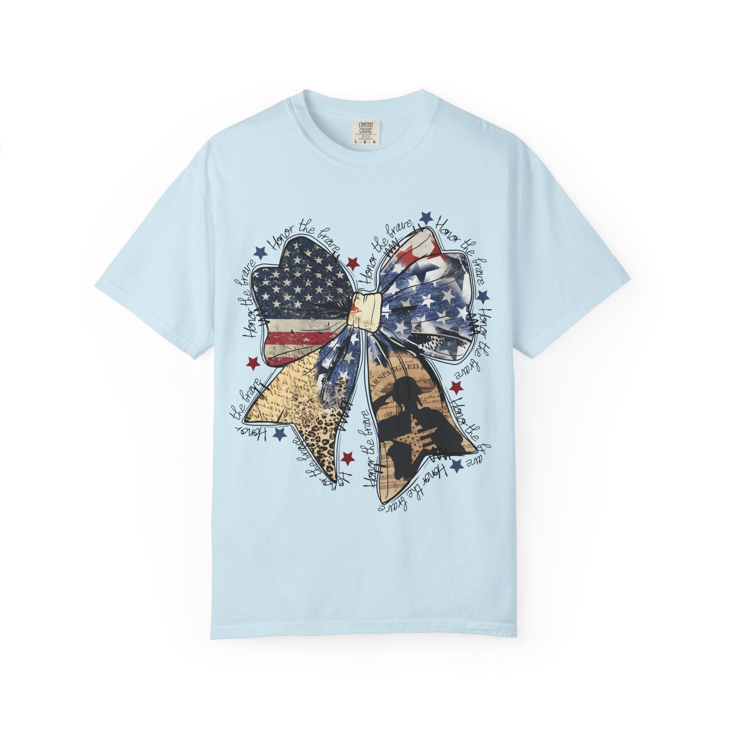 Patriotic American Flag Bow T-Shirt – Stars & Stripes Graphic